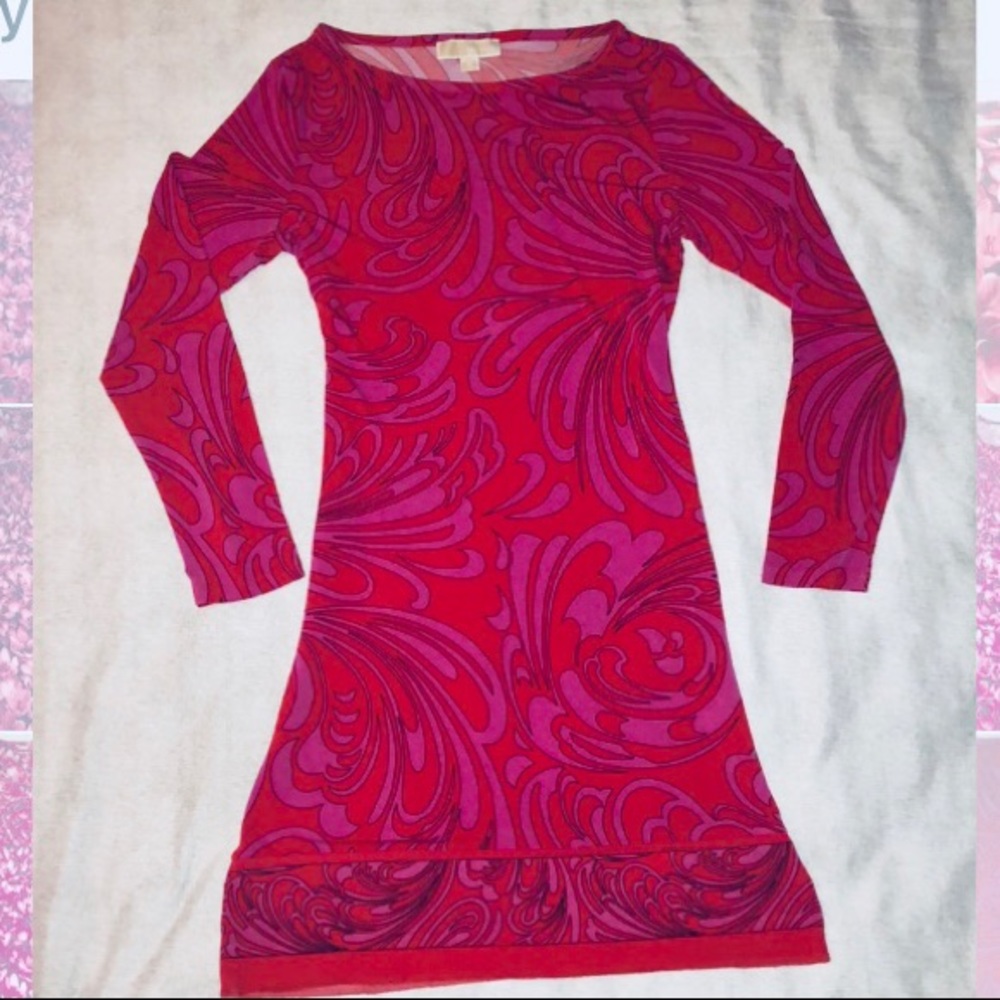 Pink and red long sleeves dress, Michael Kors